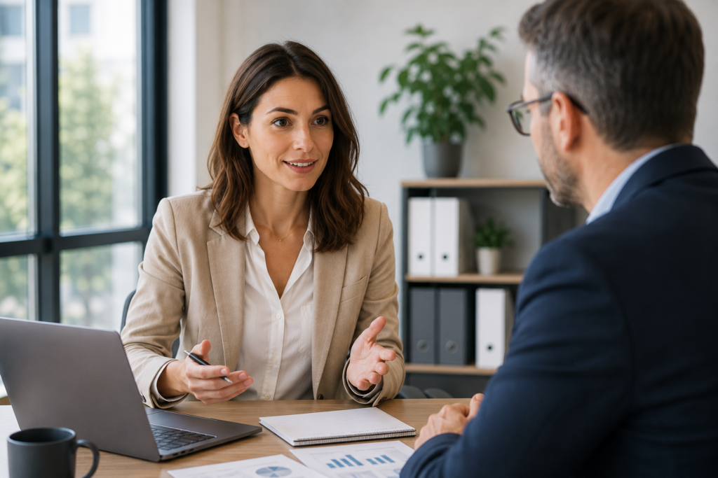 Beratungsgespräch zur Lead Qualifizierung und Priorisierung von Bauprojekten mit My ProjectSales.